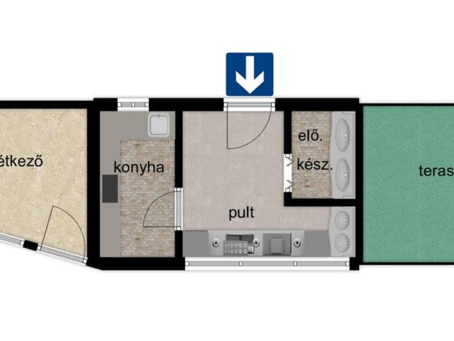 Mars téren Gyros-os bűfé, eladó.