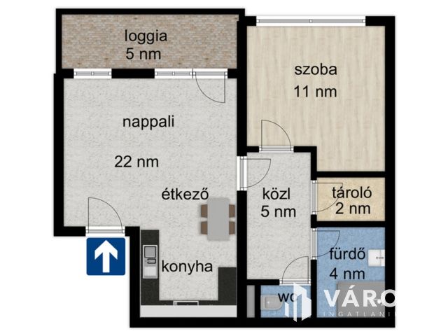 Kulcsrakész lakás, gépesített konyhával.